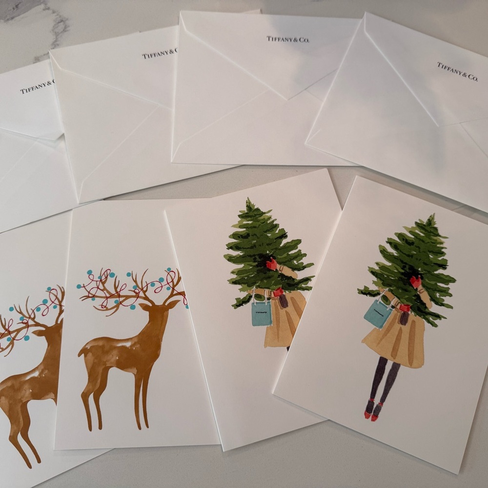 Tiffany & Co. Christmas Card Set - 4 Luxury Xmas Greeting Cards w/ Envelopes